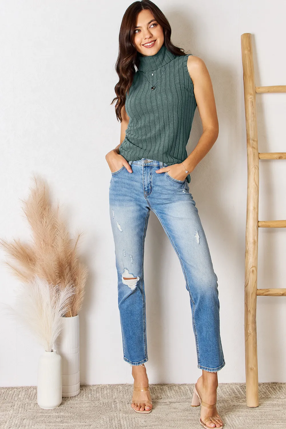 Full Size Ribbed Turtleneck Tank, image 3