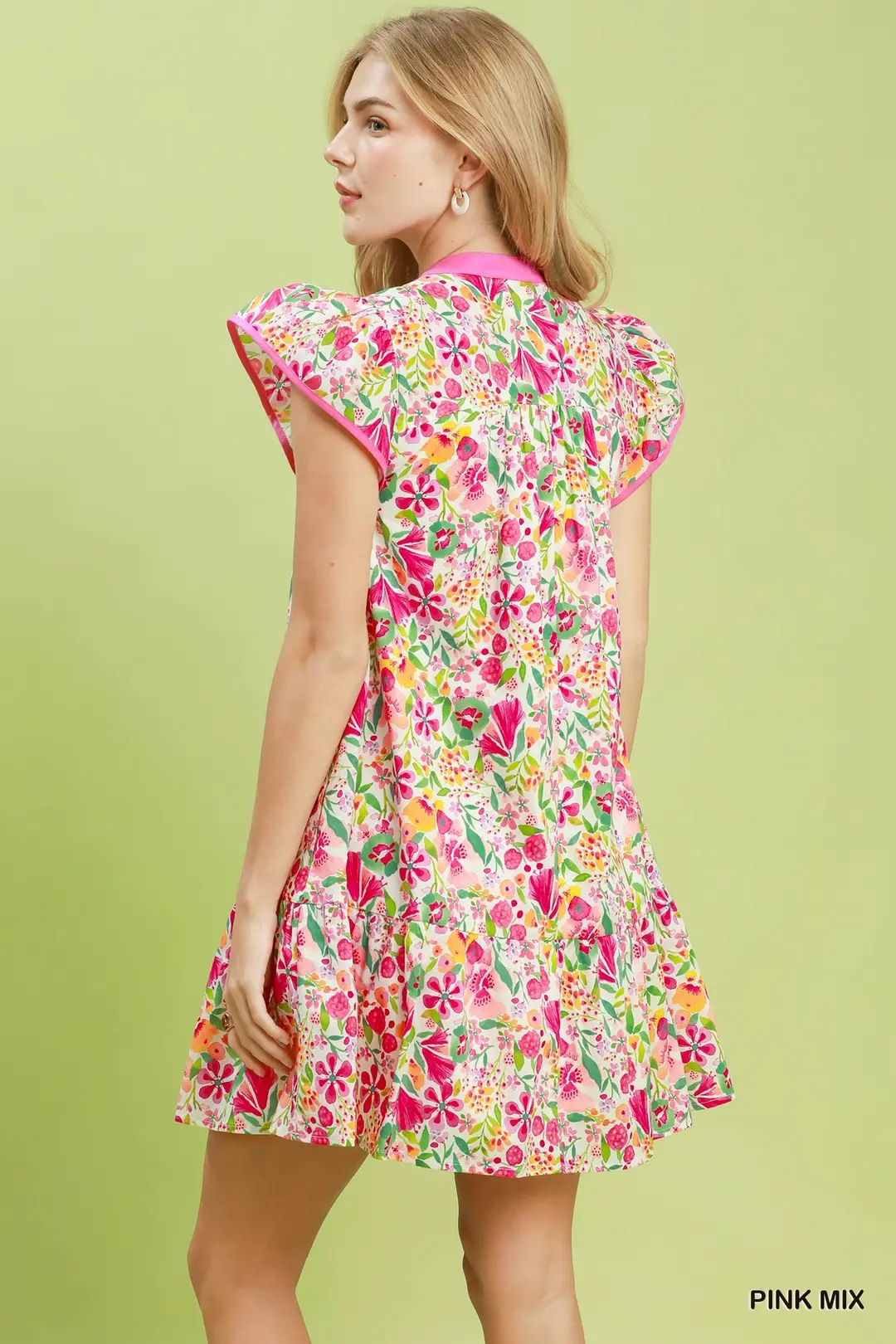 Floral Flutter Sleeve Tiered Mini Dress, image 3