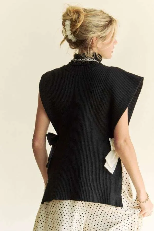 Side Split Turtleneck Sleeveless Knit Top, image 2
