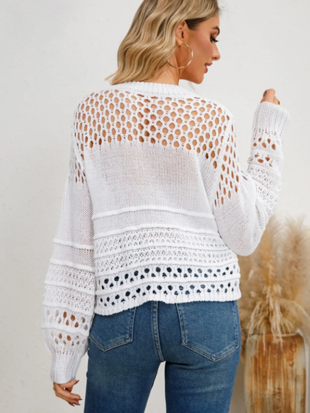 Cutout Round Neck Knit Top, image 6