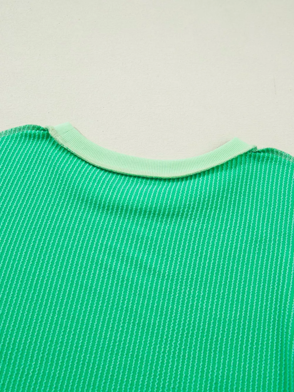 Loose Uneven Hem Twist Ribbed T Shirt, image 7