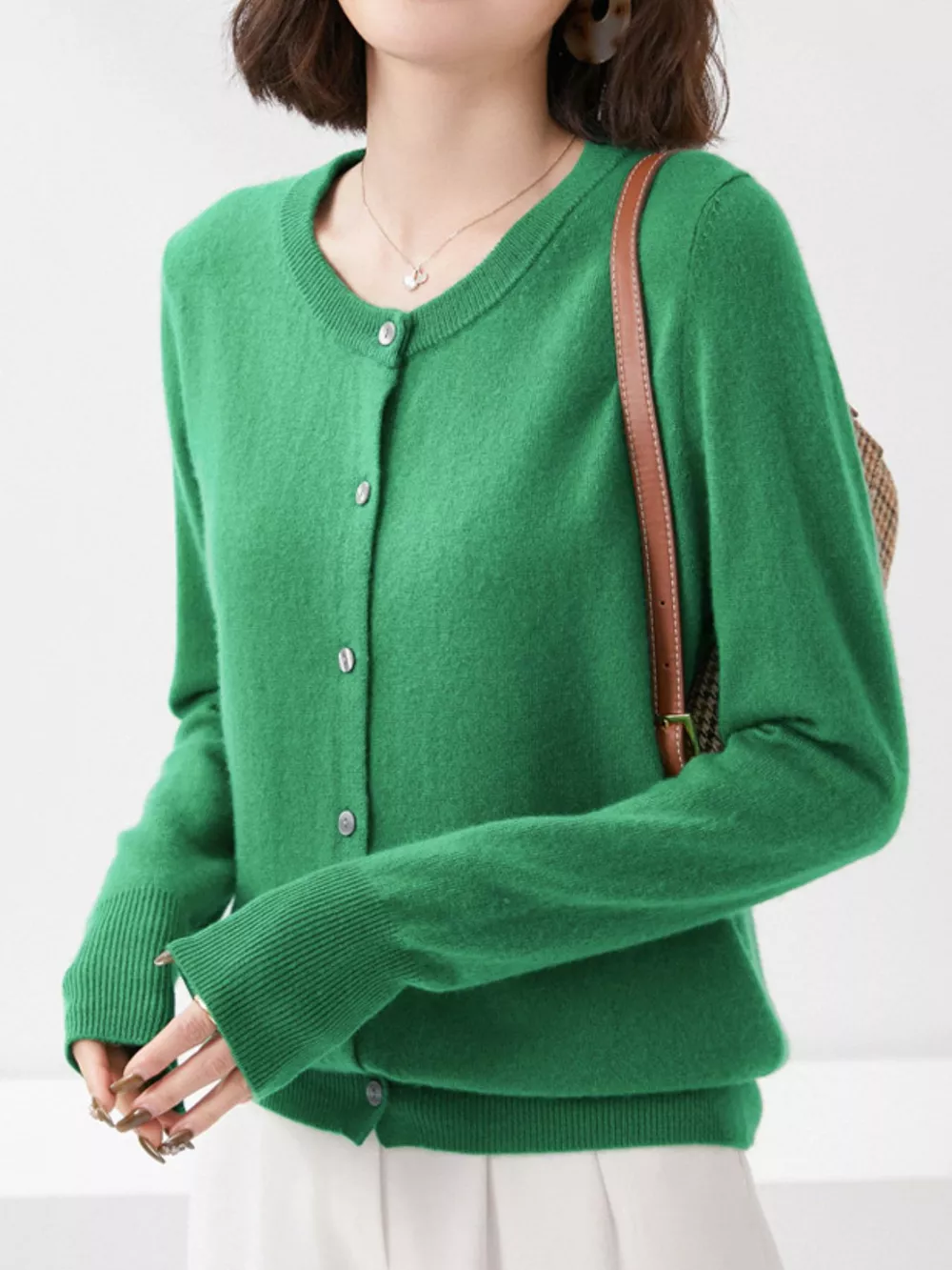 Classic Crew Neck Knit Cardigan, image 31