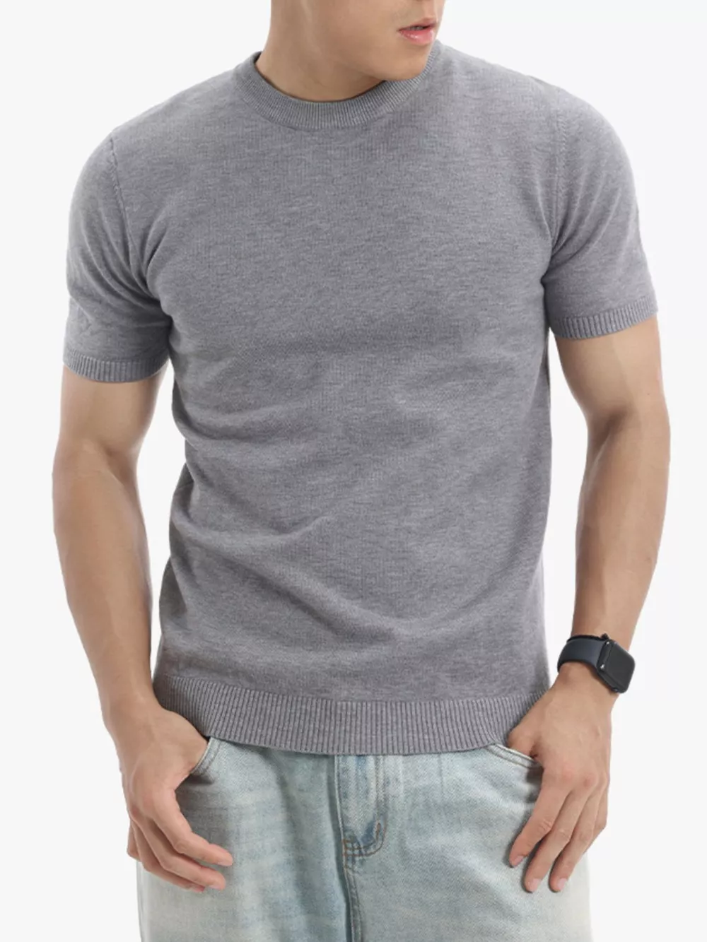 Men's Plus Size Casual Short Sleeve Knit Top, image 2