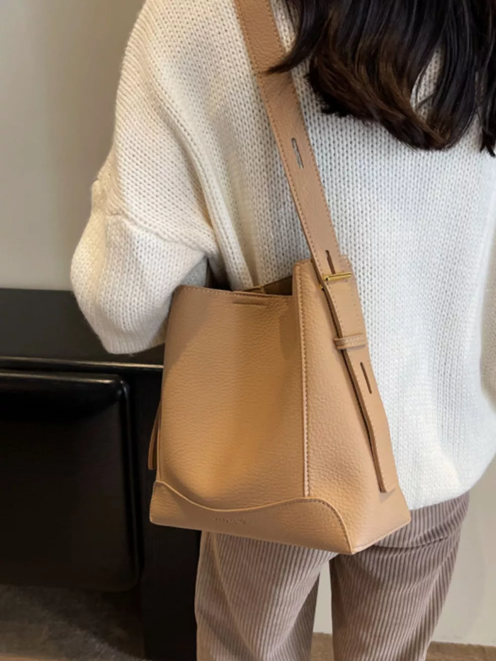Leather Adjustable Strap Crossbody Bag, image 6