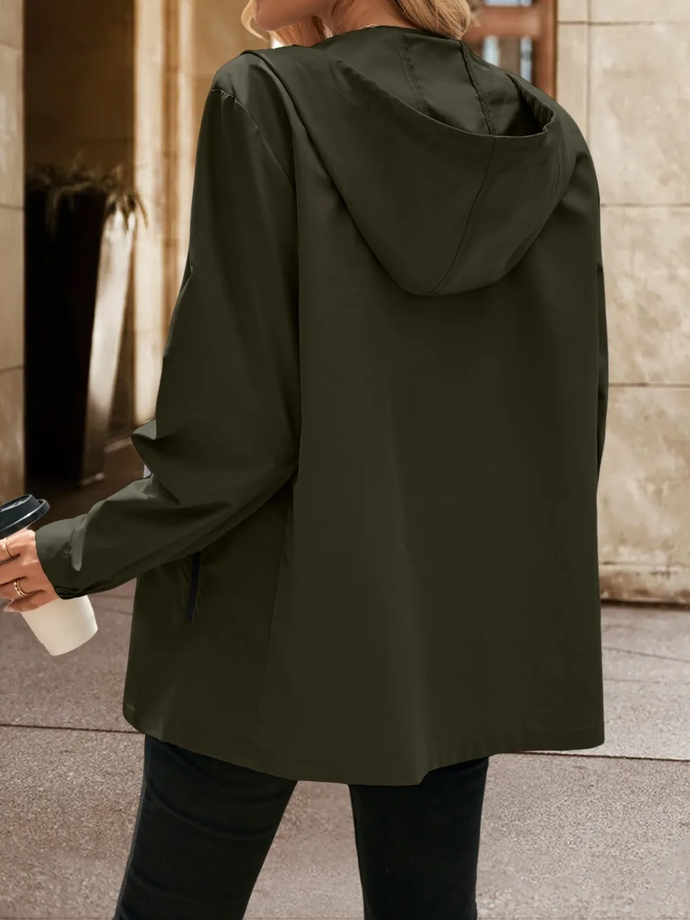 Pocketed Zip Up Hooded Jacket, image 14