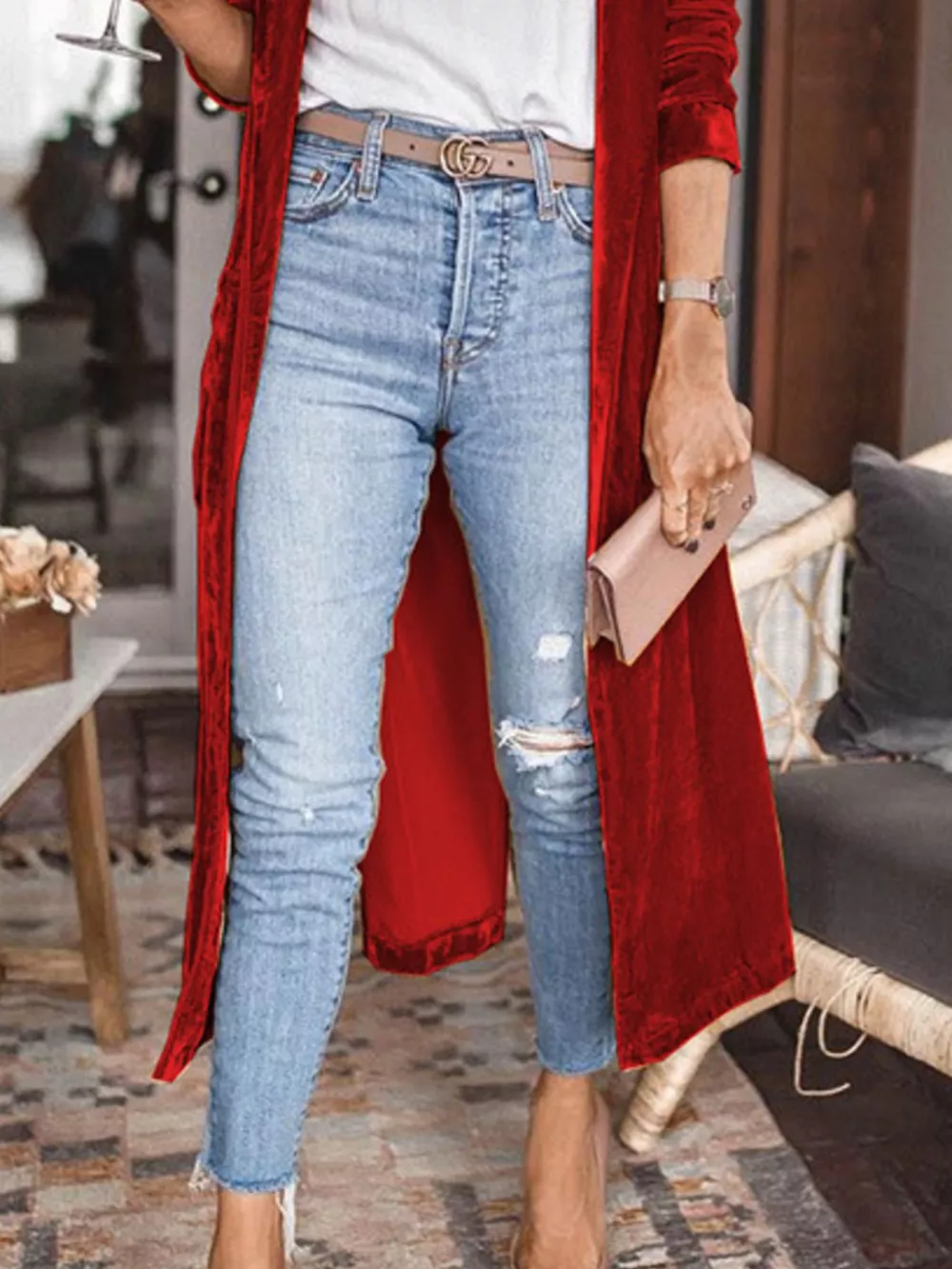 Open Front Long Sleeve Longline Cardigan, image 4