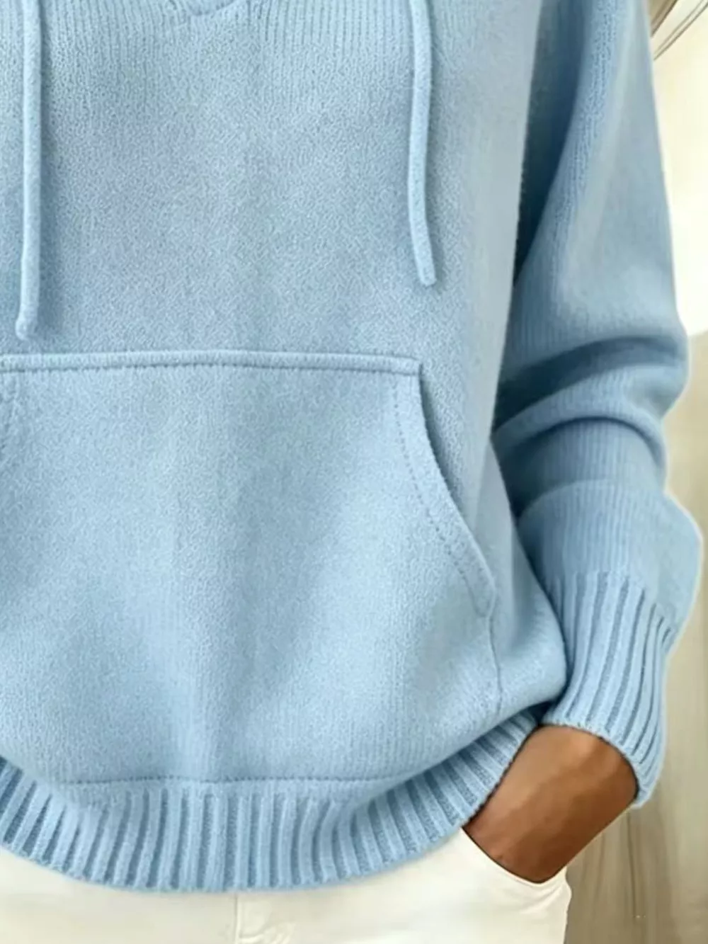 Drawstring Kangaroo Pocket Hooded Sweater, image 2
