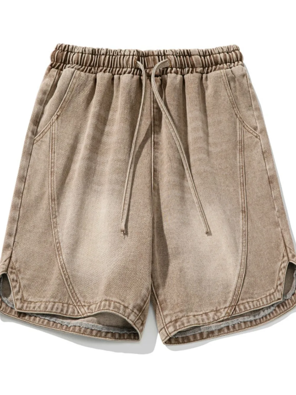 Men's Plus Size Drawstring Denim Shorts, image 6