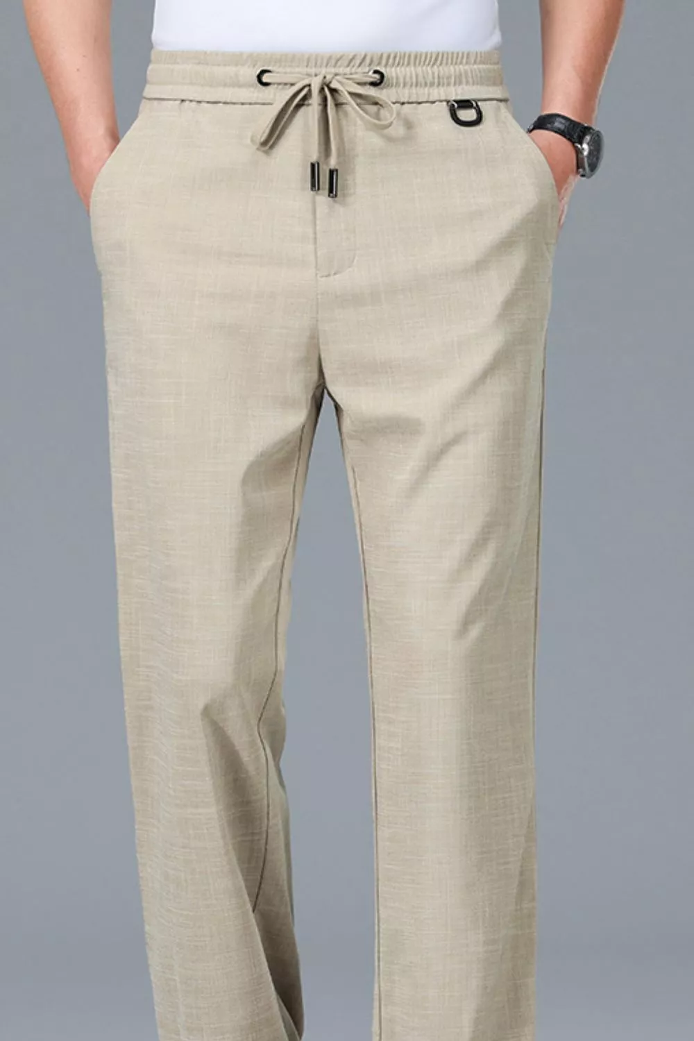 Men's Plus Size Casual Drawstring Straight-Leg Pants, image 5