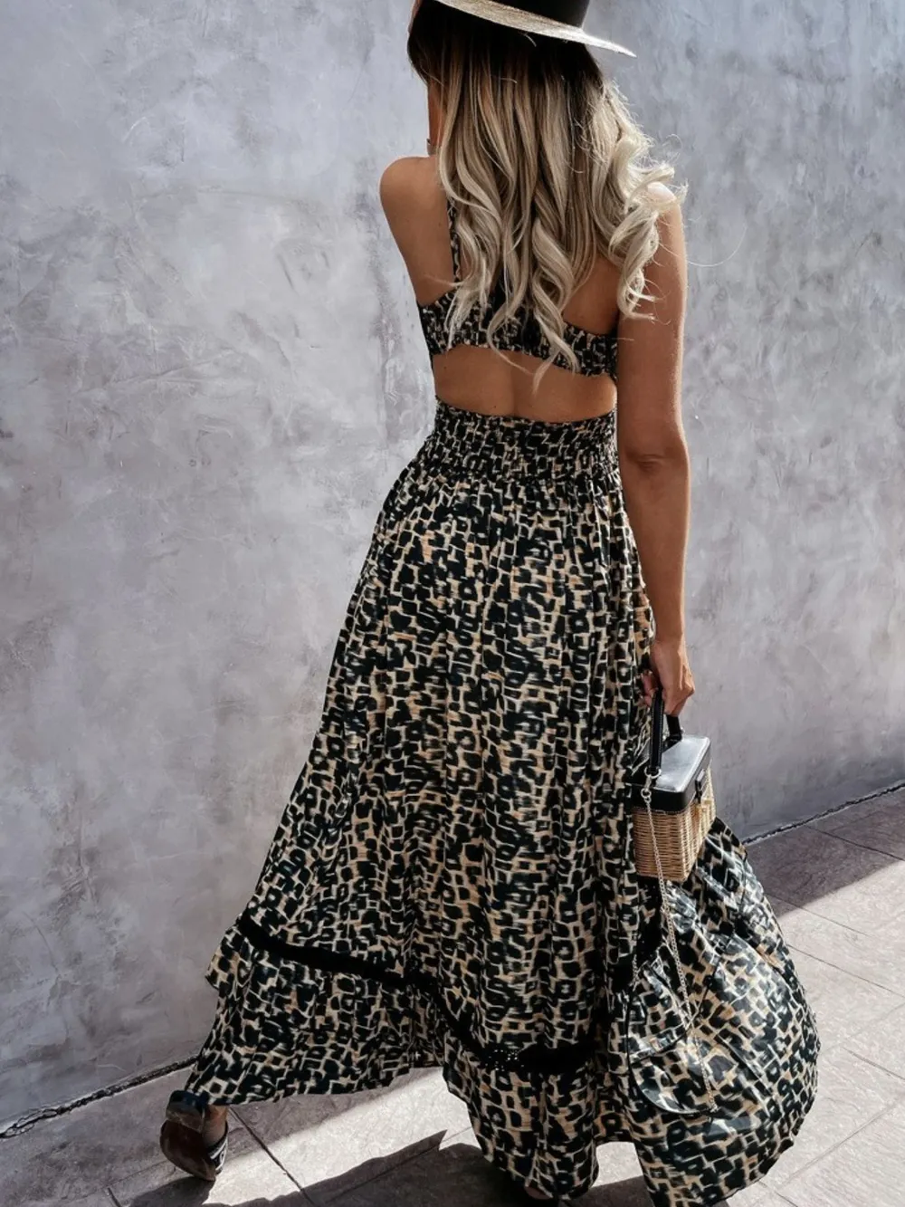 Leopard Print Sleeveless Maxi Dress with Lace Trim, image 8