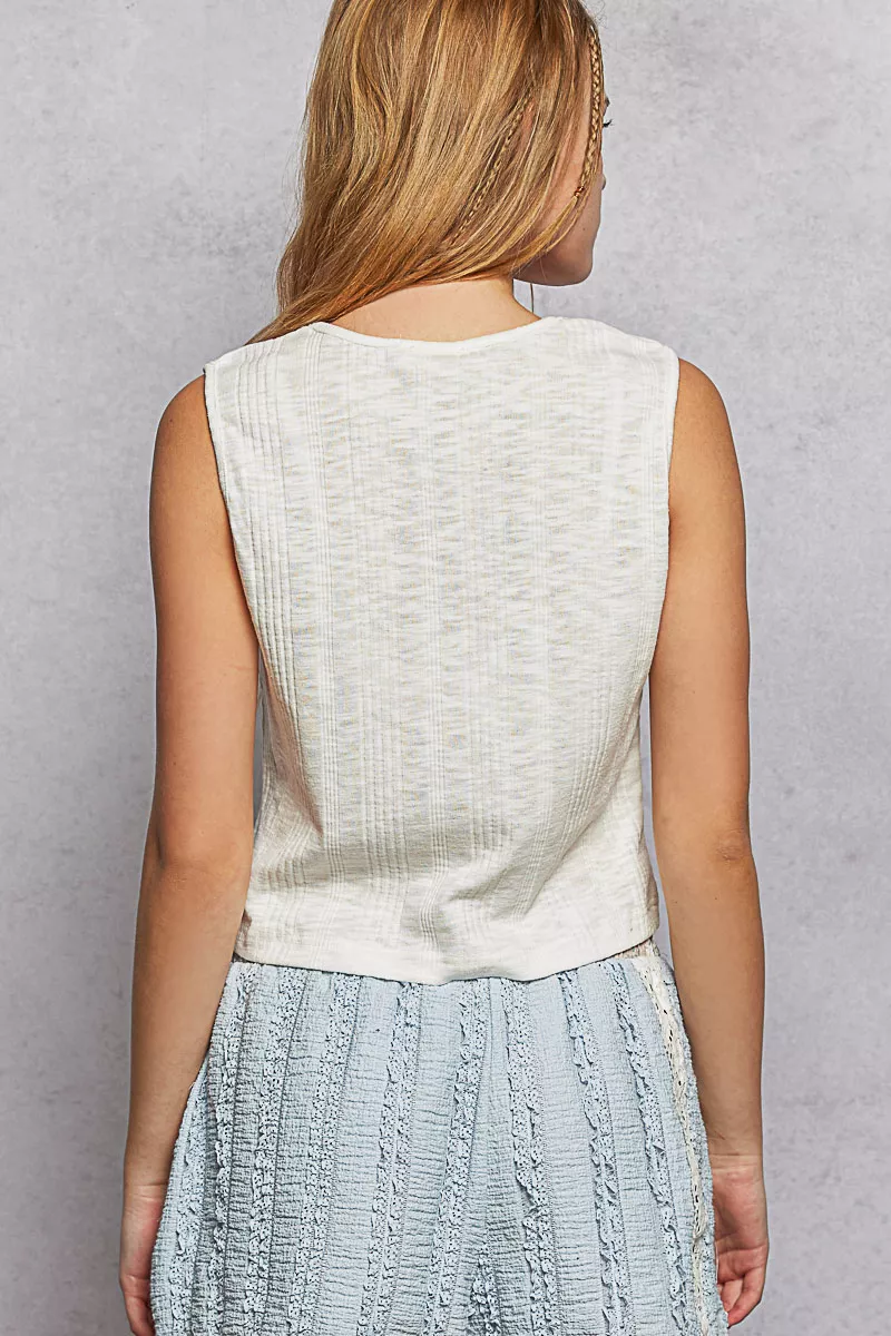 Textured Round Neck Cropped Tank, image 2