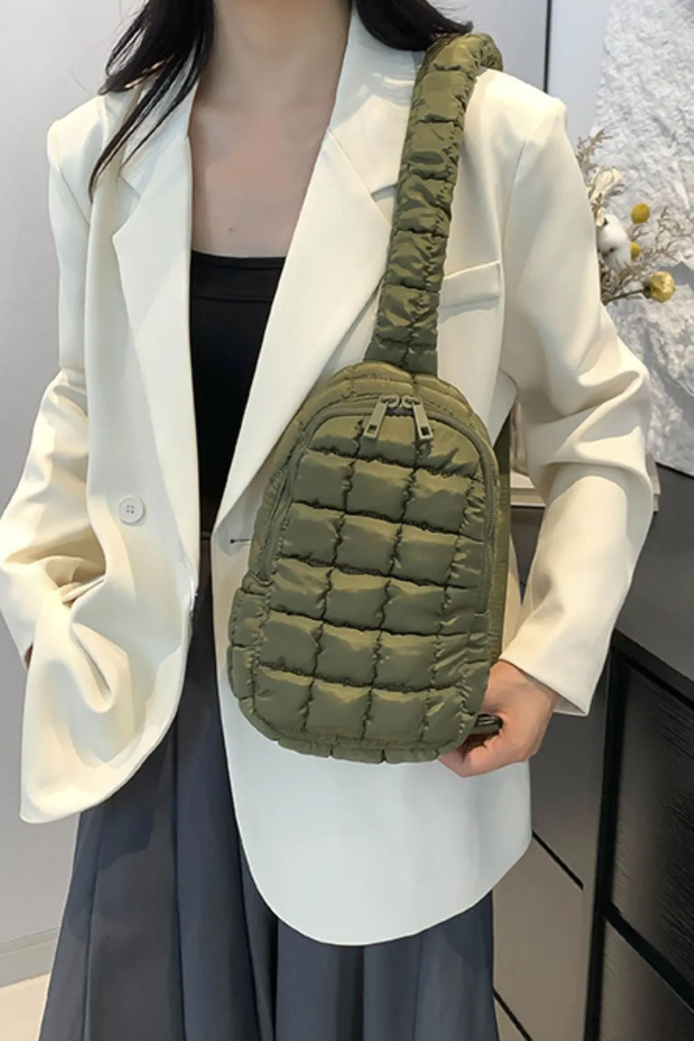 Quilted Nylon Crossbody Bag, image 3