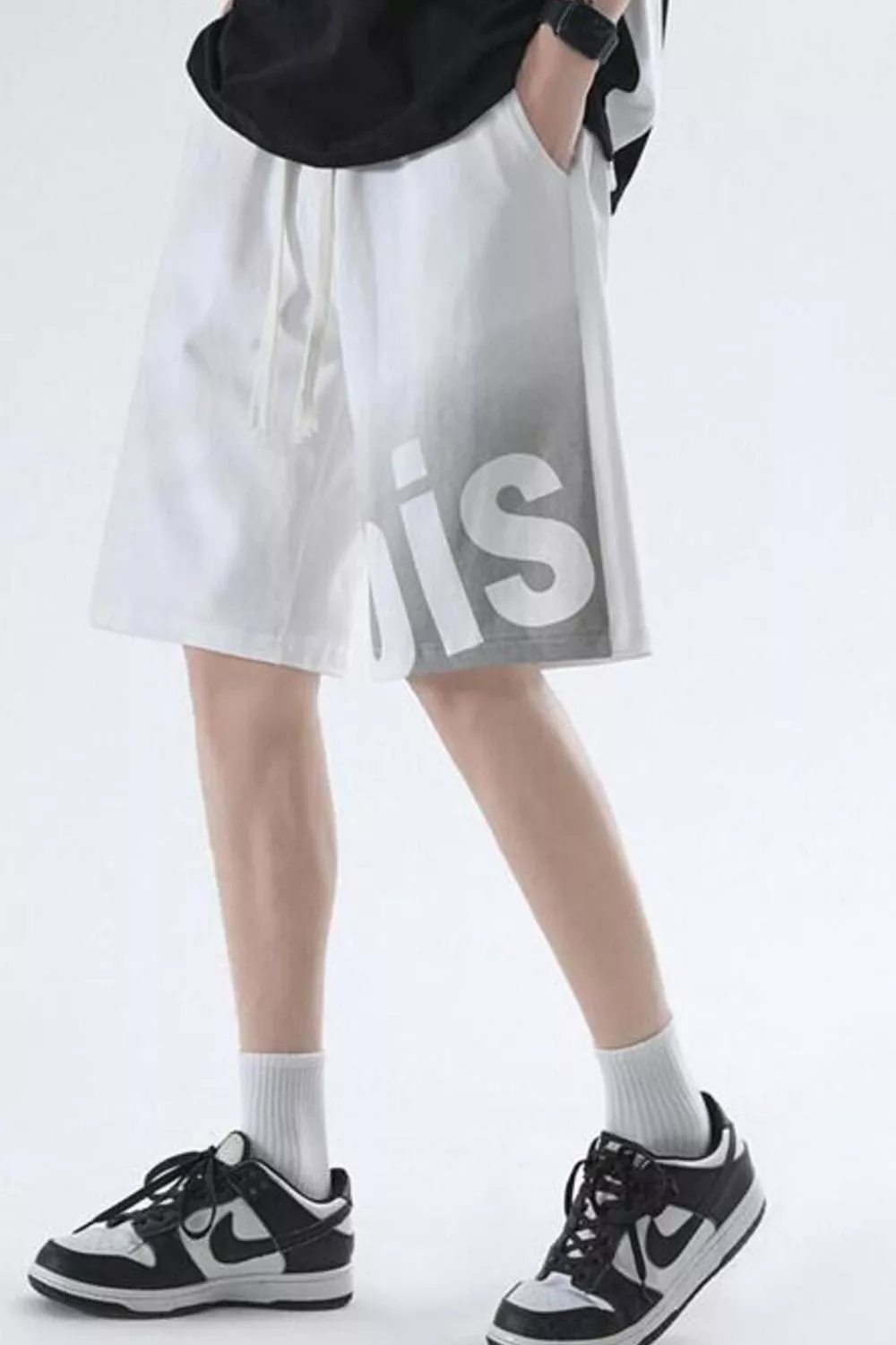 Men's Plus Size Casual Drawstring Gradient Letter Shorts, image 4
