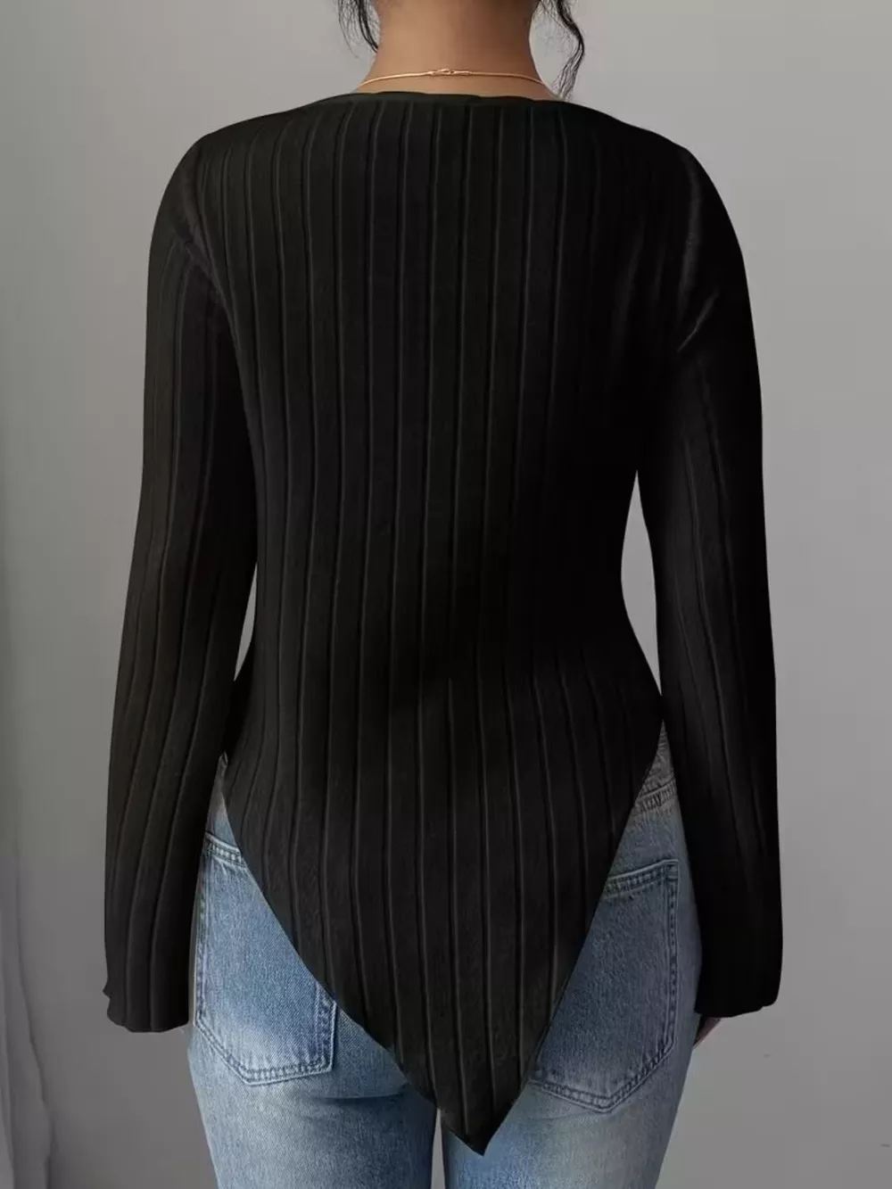 Cowl Neck Ribbed Knit Top, image 8