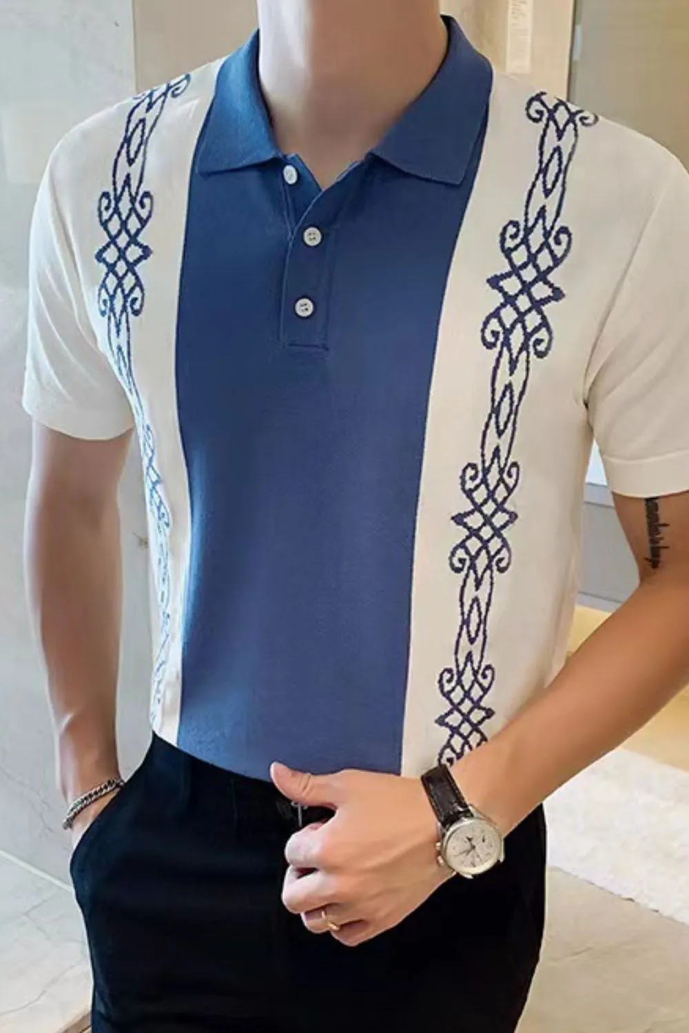 Men's Plus Size Button Detail Short Sleeve Polo, image 5