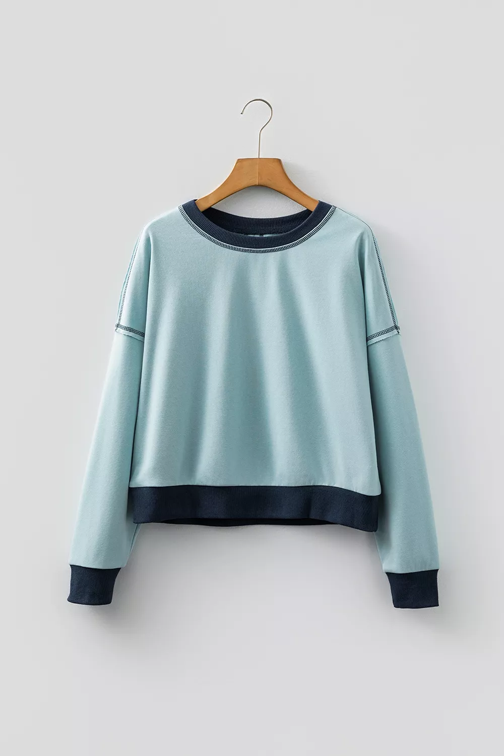 Contrast Edge Colorblock Patchwork Crop Sweatshirt, image 3
