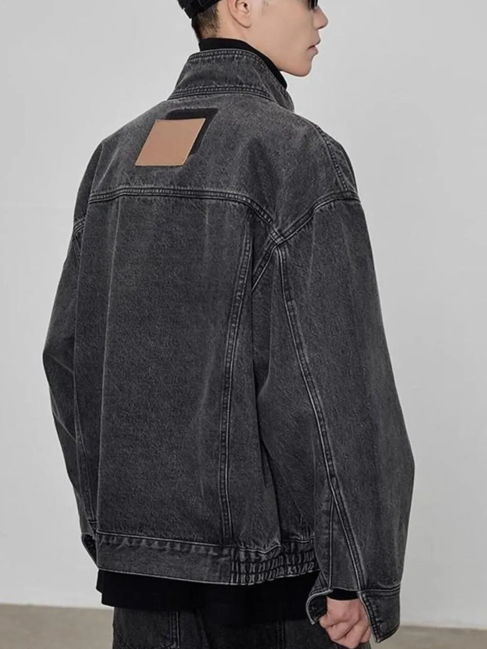 Men's Plus Size Washed Zip Up Denim Jacket, image 6