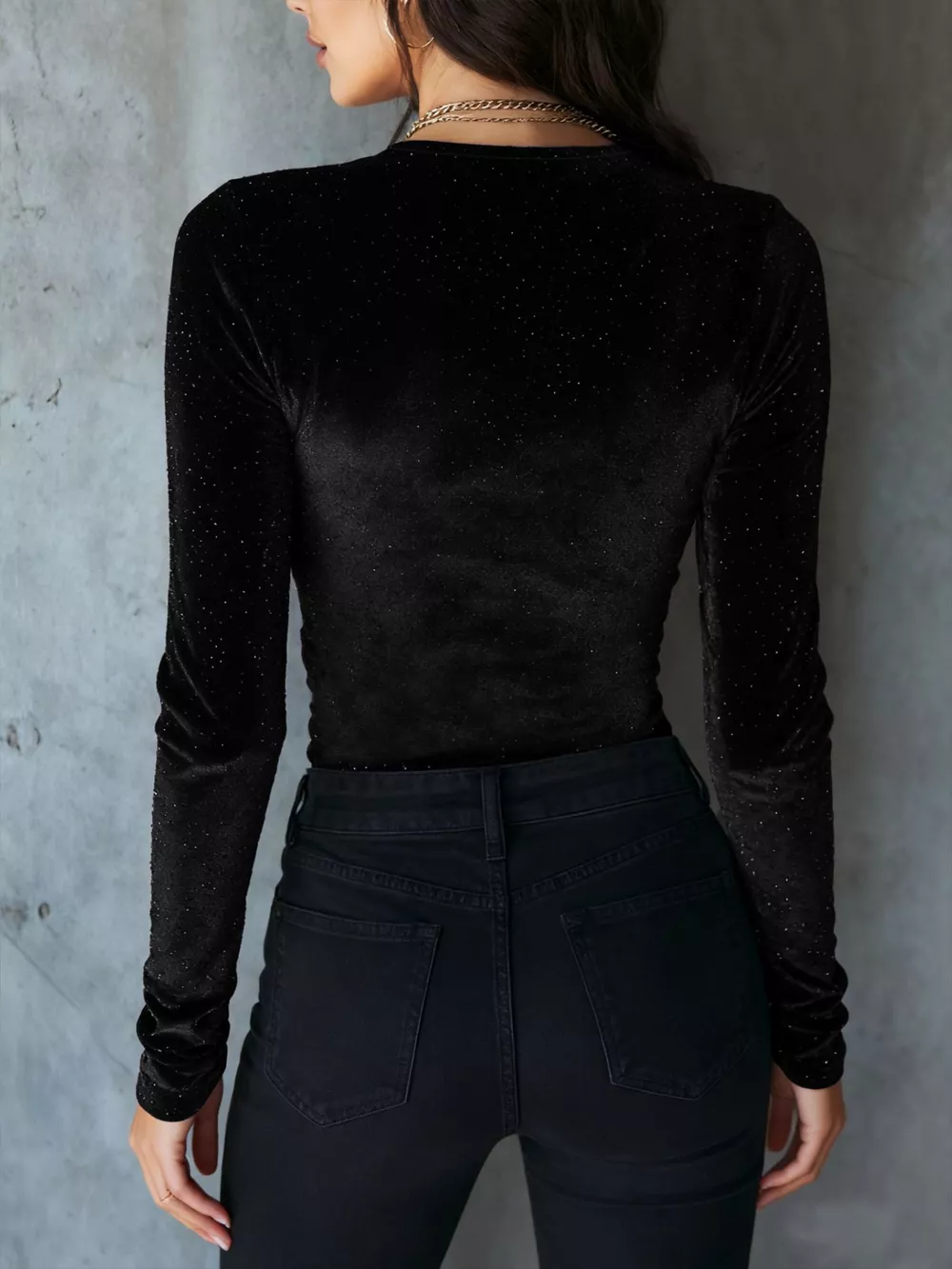 Velvet Ruched Long Sleeve T-Shirt, image 22