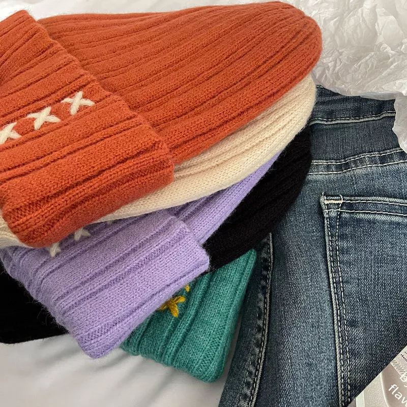 Knitted Beanie Hat with Embroidered Detail, image 5