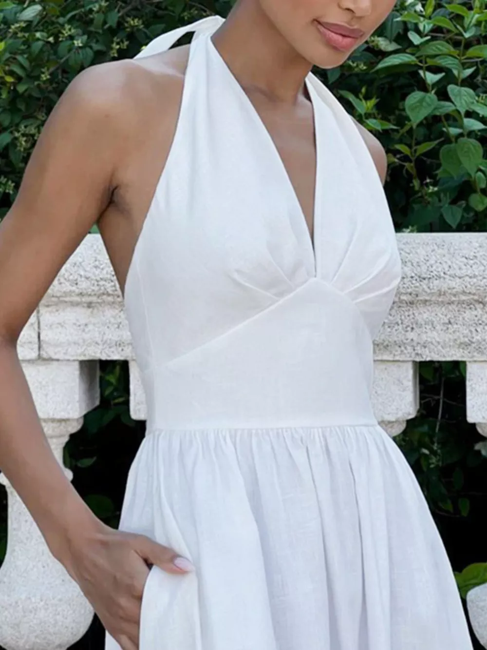 Halter Neck Flowy Maxi Dress, image 2