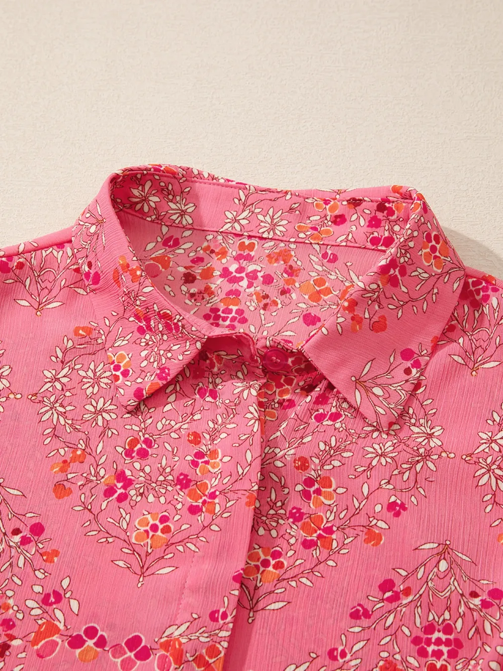 Floral Print Lantern Sleeve Loose Shirt, image 2