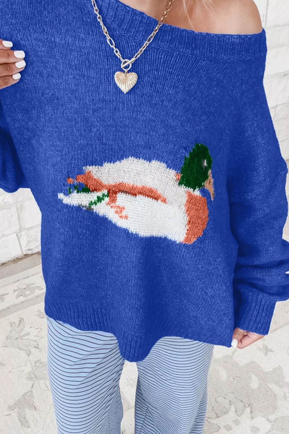 Duck Graphic Drop Shoulder Long Sleeve Sweater, image 4