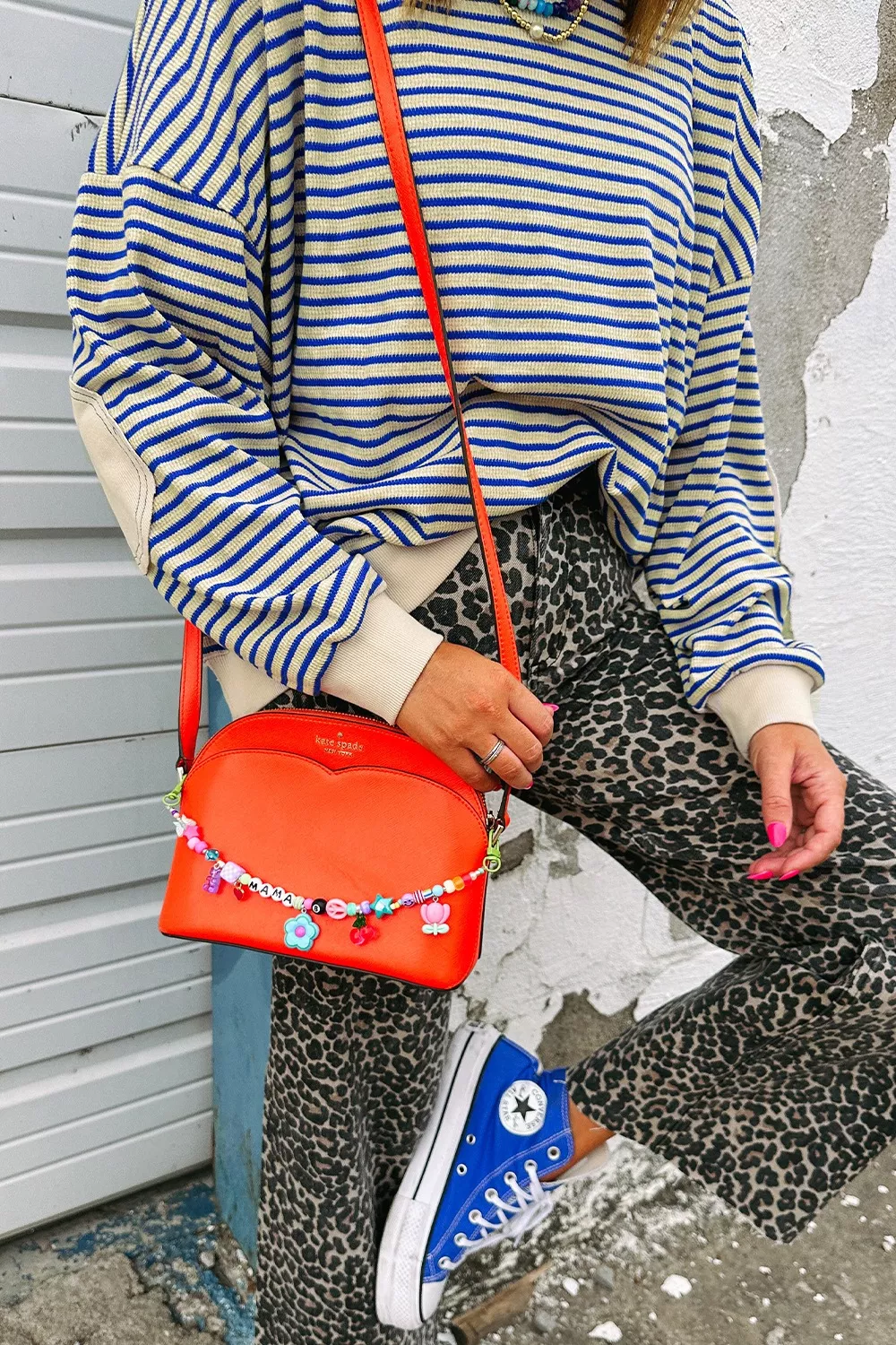 Striped Round Neck Dropped Shoulder Sweatshirt, image 2