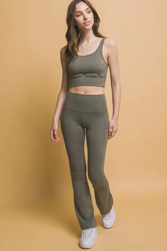 High Waist Flare Active Leggings with Side Pockets, image 4