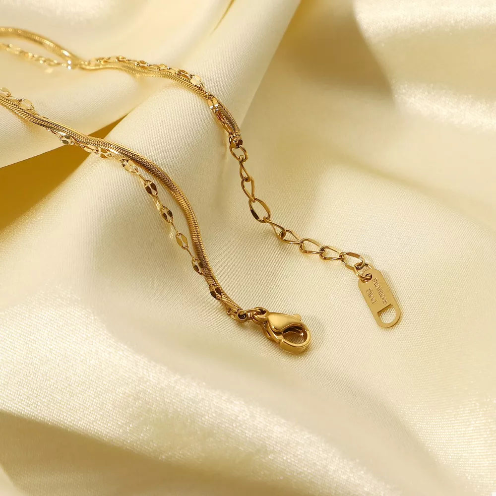 18K Gold-Plated Zircon Double Layered Bracelet, image 2