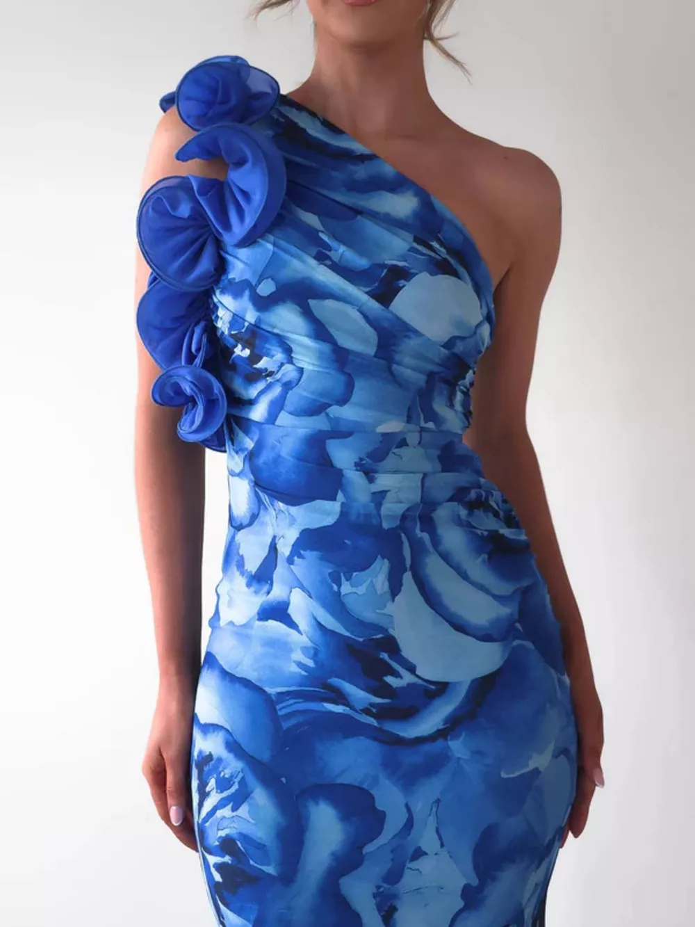 Floral Print One-Shoulder Maxi Dress, image 3