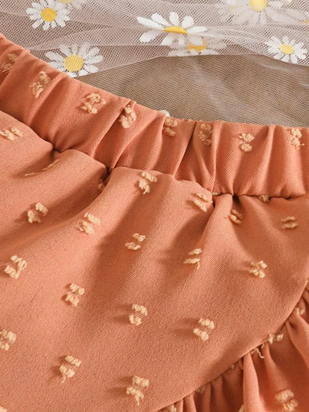 Children's Ruffled Trim Bowknot Blouse & Ruffle Hem Skirt Set, image 3