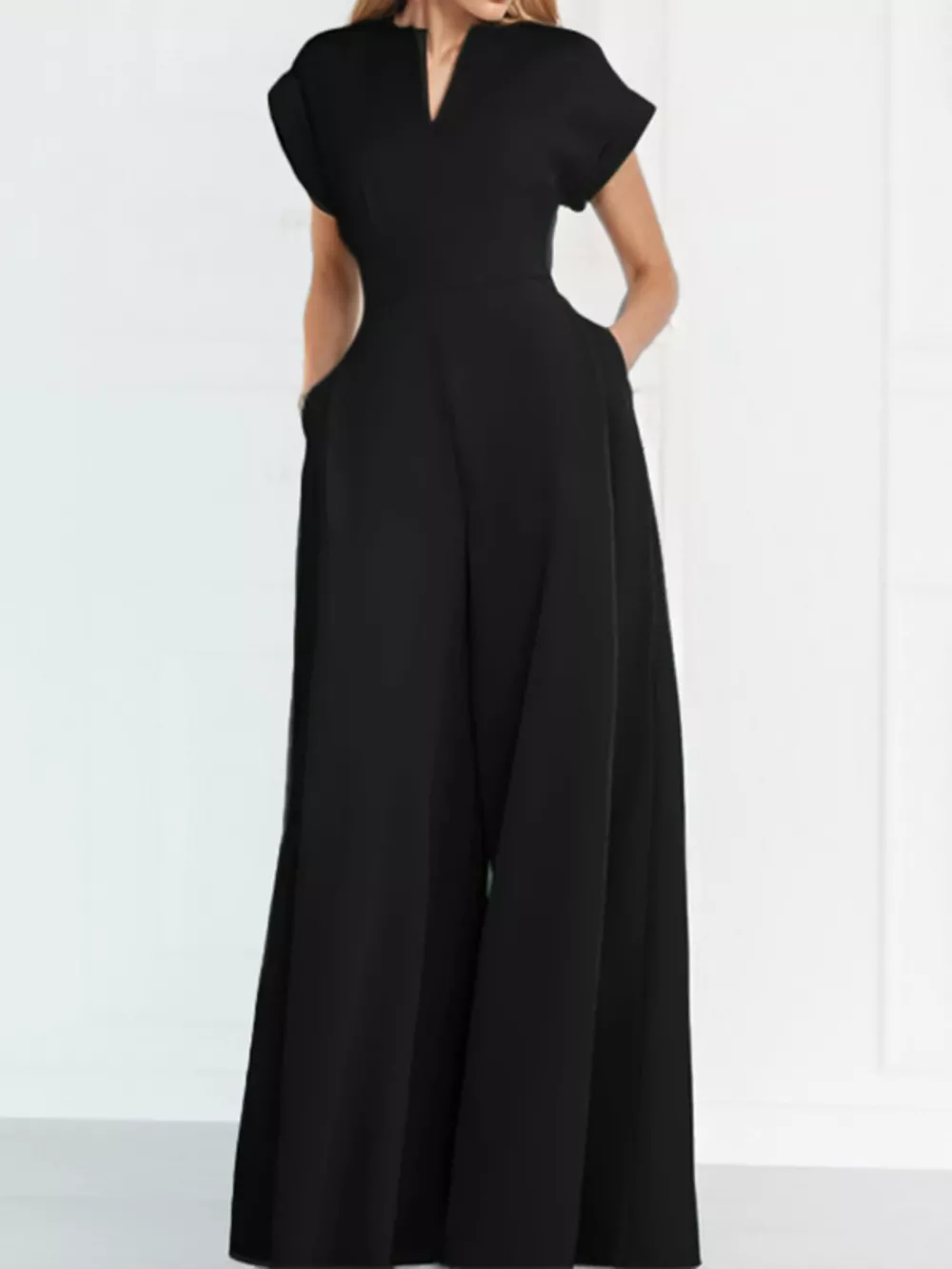 Full Size Notched Wide Leg Jumpsuit Plus Size, image 8