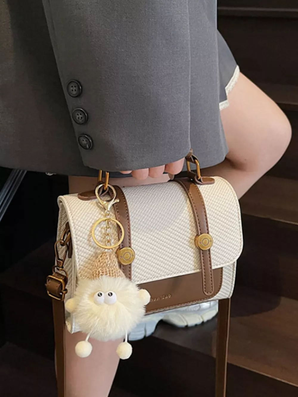 Vintage Style Flap Crossbody Bag with Charm, image 7