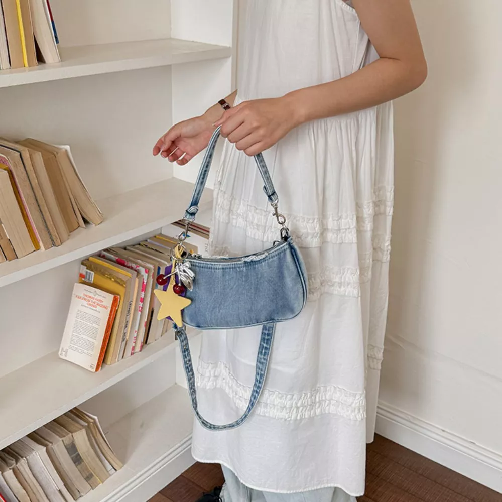 Star Charm Denim Shoulder Bag, image 8