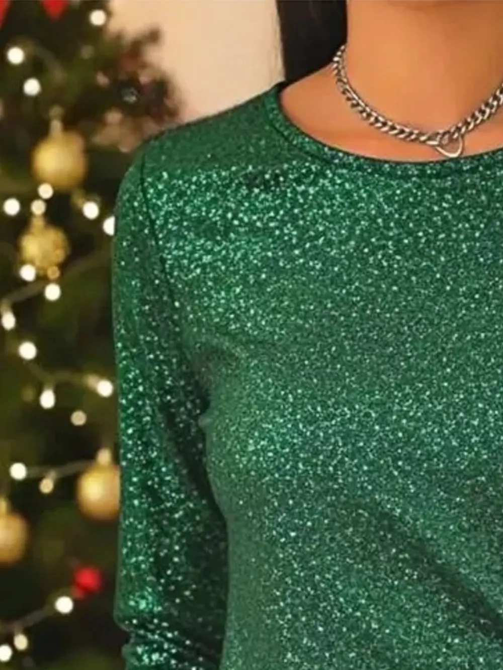 Full Size Sequin Bow-Knot Long Sleeve Top Plus Size, image 4