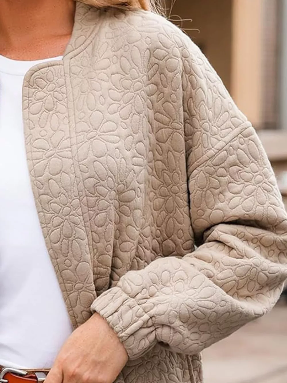 Full Size Floral Quilted Zip Up Jacket Plus Size, image 4