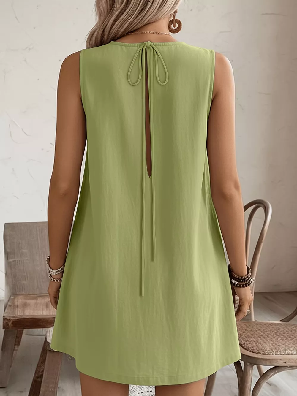 Frill Sleeveless Round Neck Dress, image 4