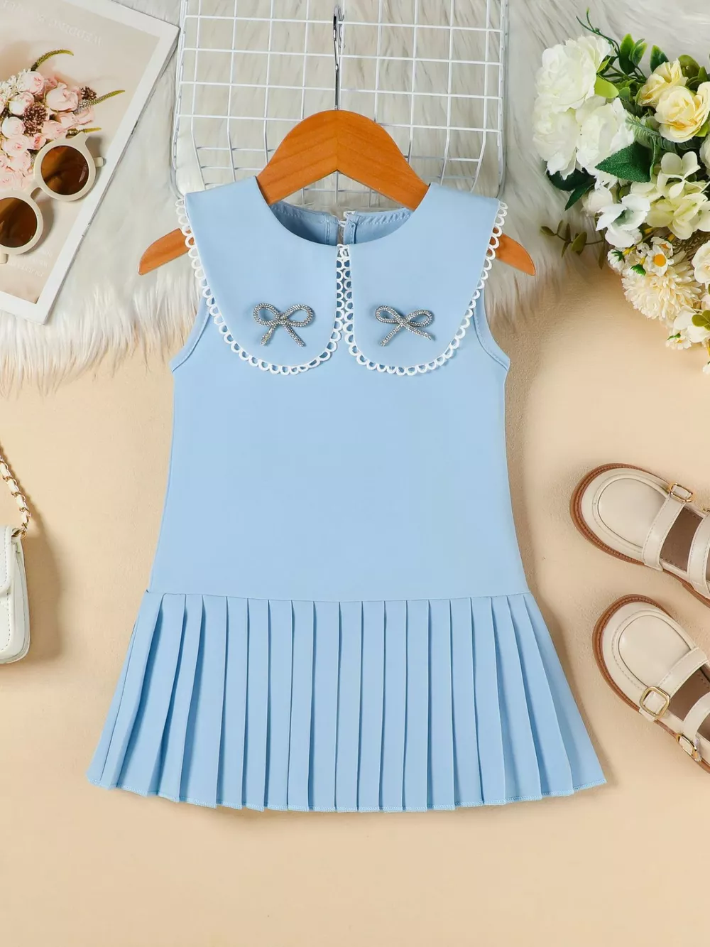 Children's Bow-Accented Pleated Dress, image 12
