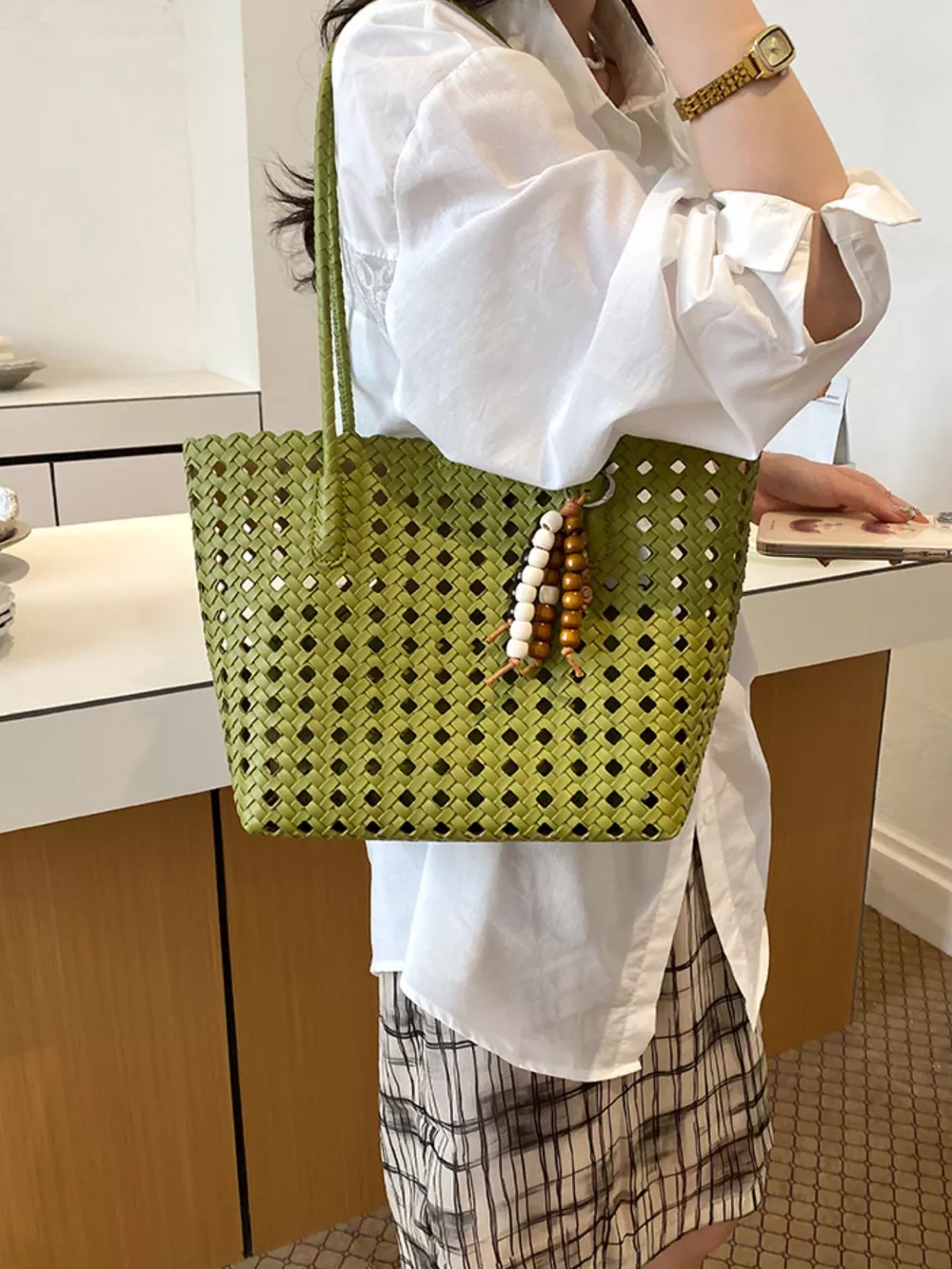 Cutout Leather Shoulder Bag, image 6