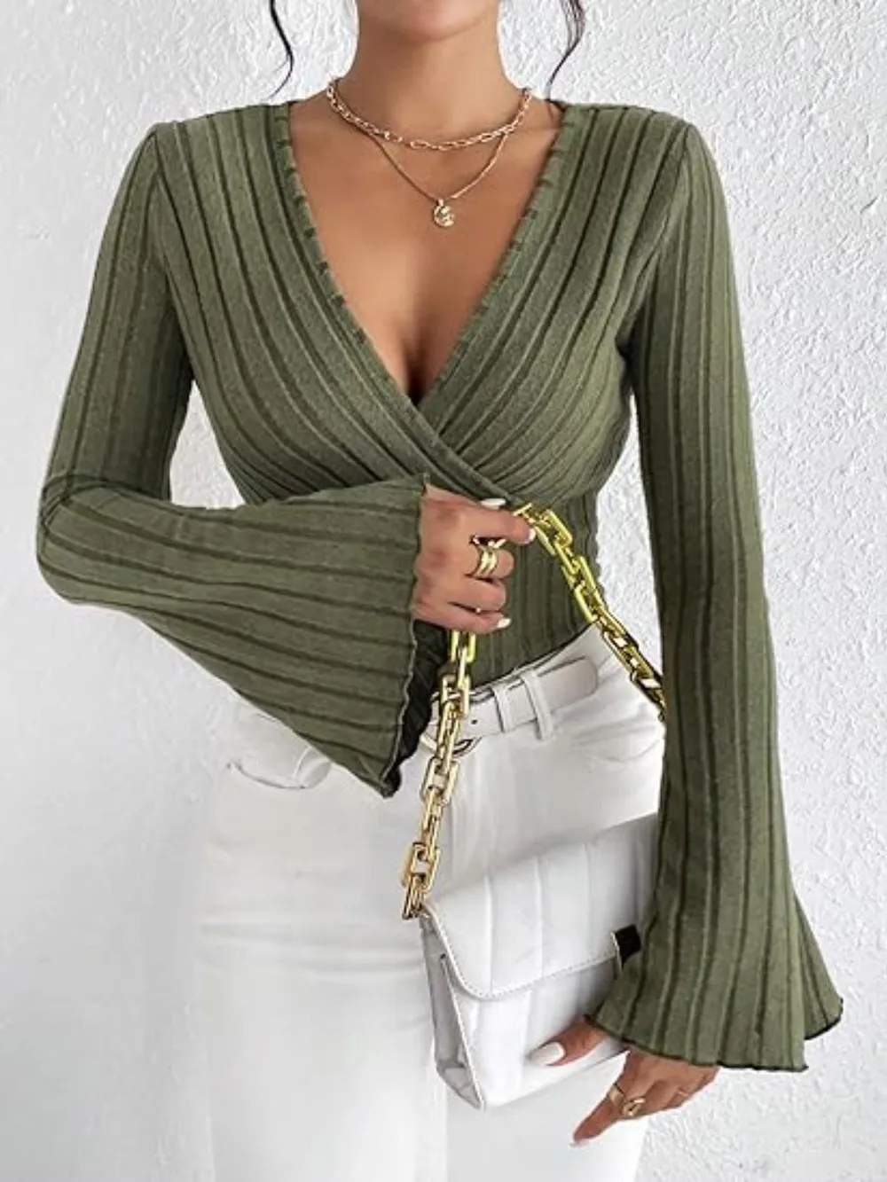 Ribbed Flare Sleeve Top, image 13
