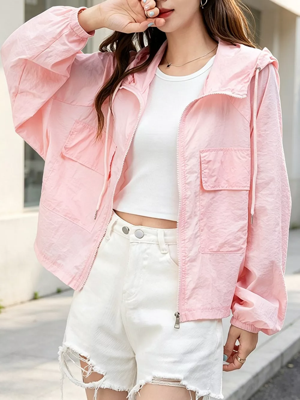 Lightweight Hooded Zip Up Jacket, image 7