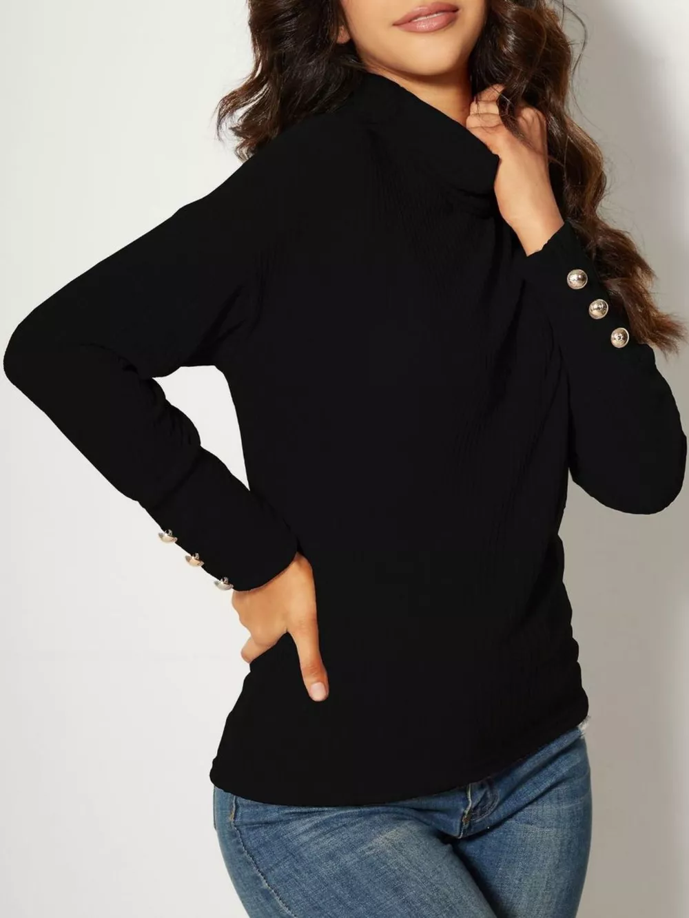 Ribbed Knit Turtleneck Sweater
