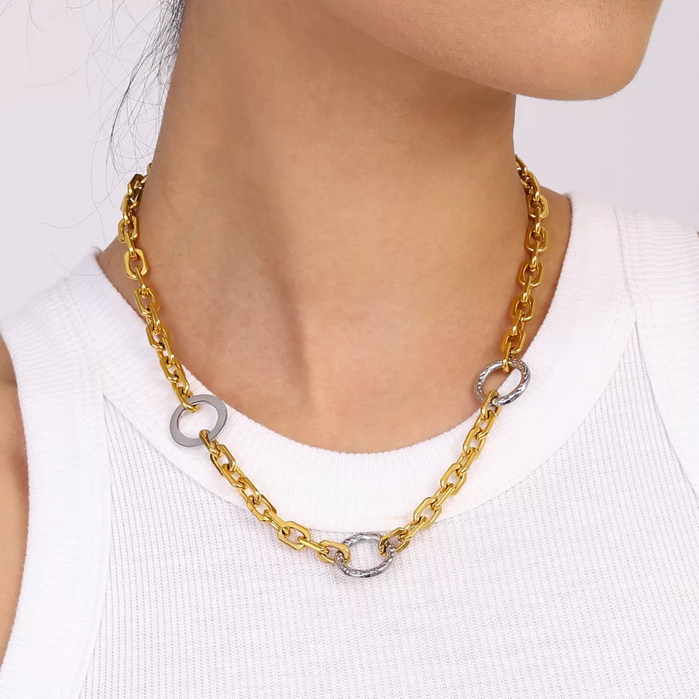 Stainless Steel Chain Link Circle Necklace, image 8