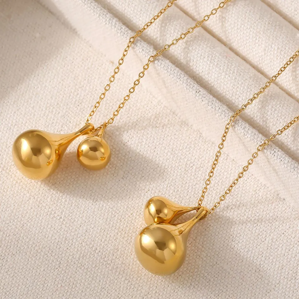 Stainless Steel Water Drop Shape Pendant Necklace, image 2