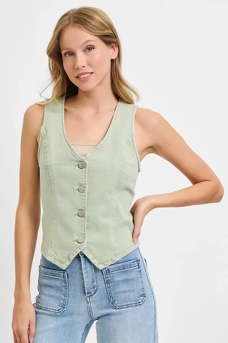Full Size V Neck Button Down Vest Plus Size, image 3