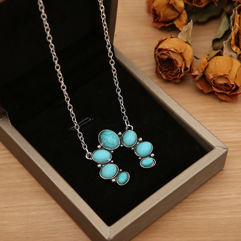 Artificial Turquoise Alloy Pendant Necklace, image 3