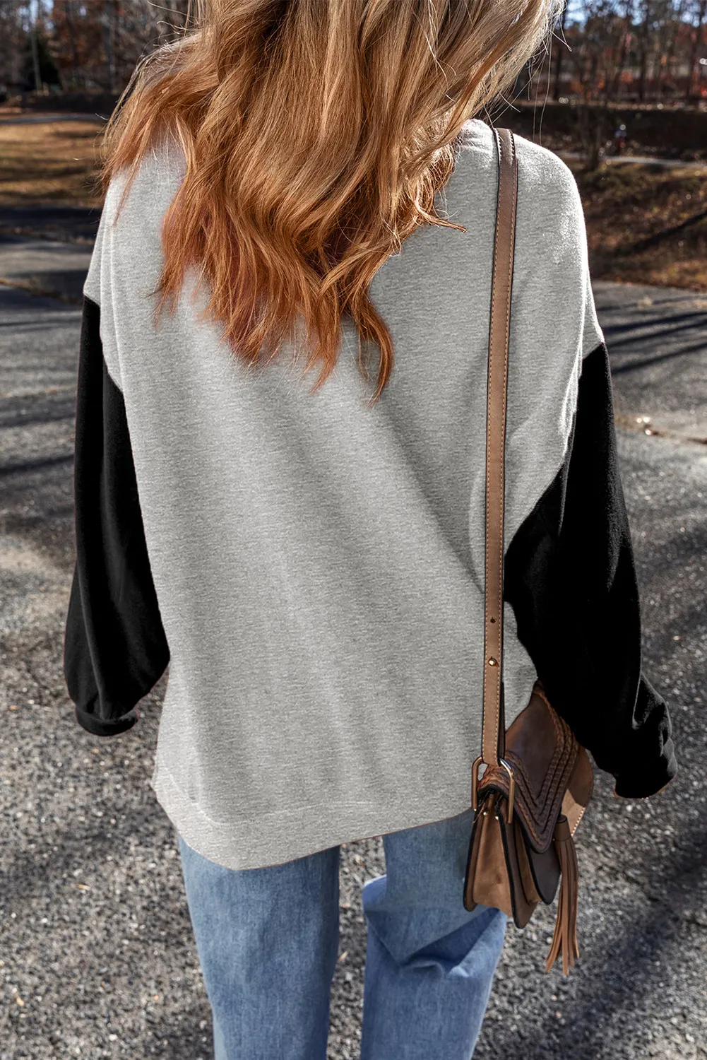 Contrast Round Neck Long Sleeve Sweatshirt, image 4