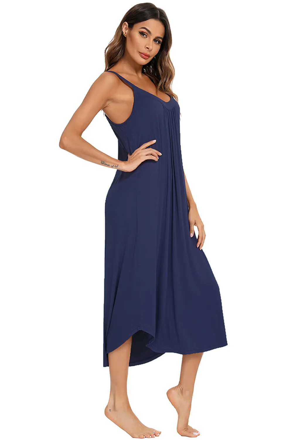 V-Neck Midi Lounge Dress, image 3