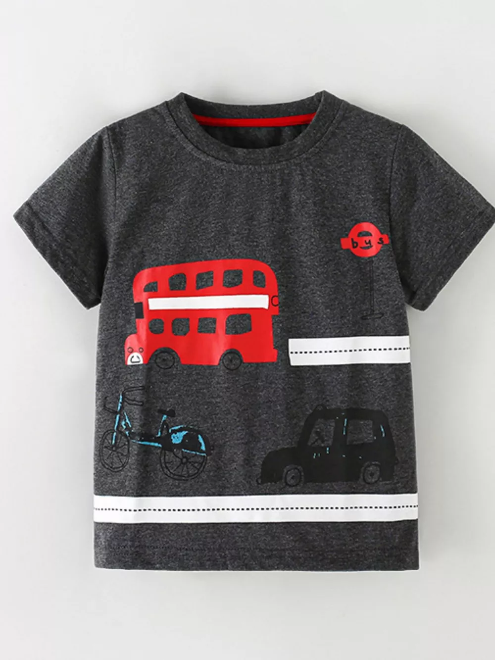 Children's Bus Graphic Round Neck T-Shirt, image 2