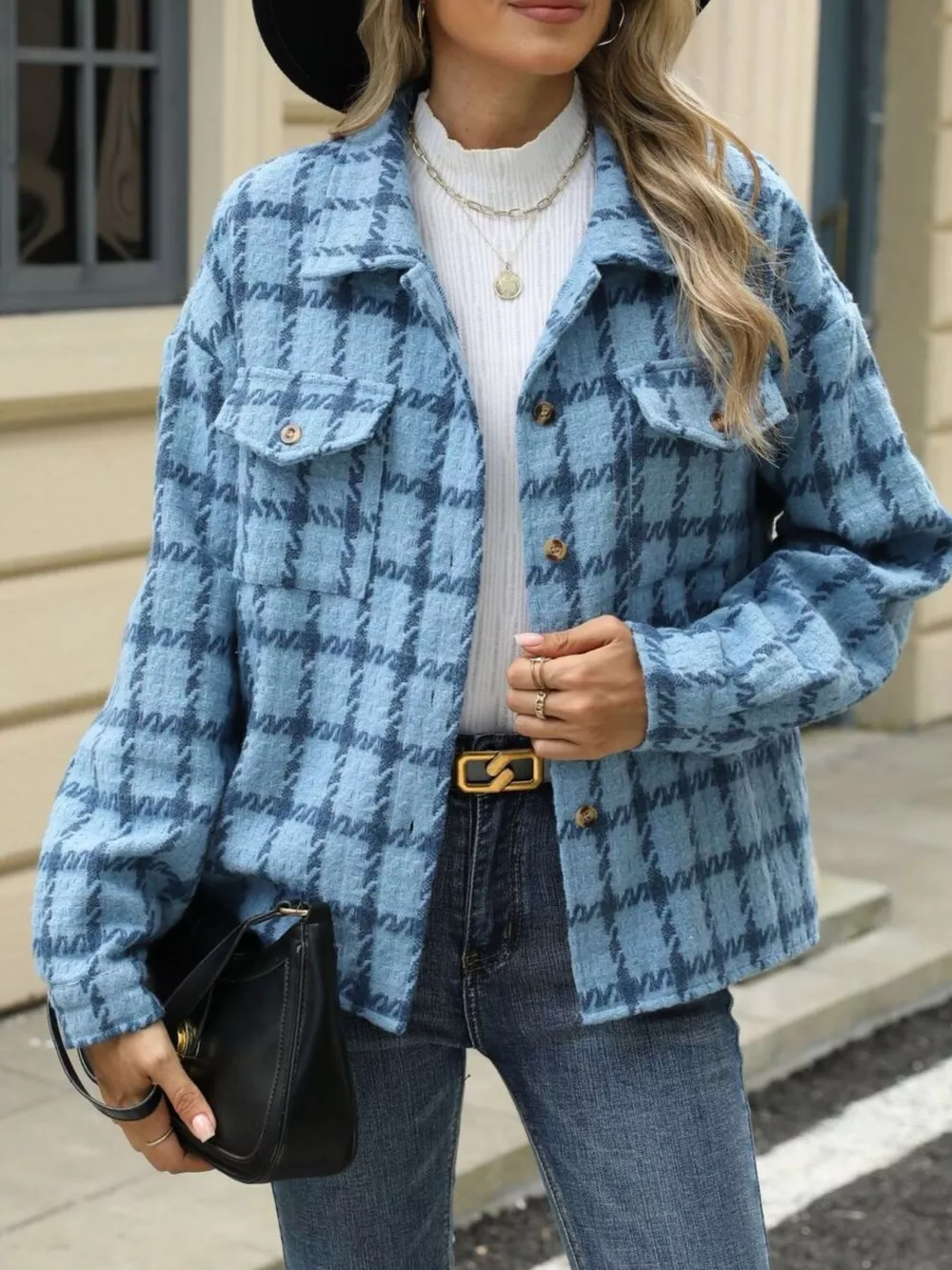 Plaid Button Up Long Sleeve Jacket, image 15